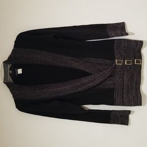Women's Venus Black and Gray Sweater with Gold hip buckle accent